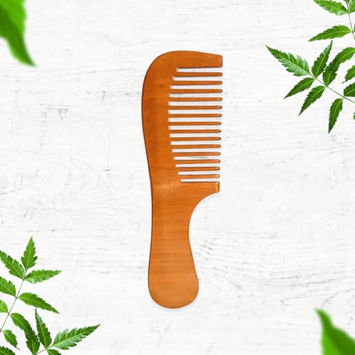 Image of COMBELLE Premium Neem Wood Comb - Eco-Friendly, Oil-Treated Anti-Hairfall & Frizz Control Comb for Men, Women, & Kids - Natural Wooden Comb for Healthy Hair, Dandruff Control, and Scalp Massage (NEEM COMB-3)