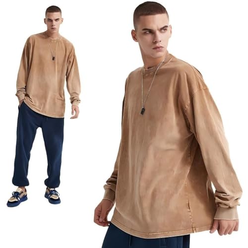 T-shirt manches longues coupe ample homme couleur sable