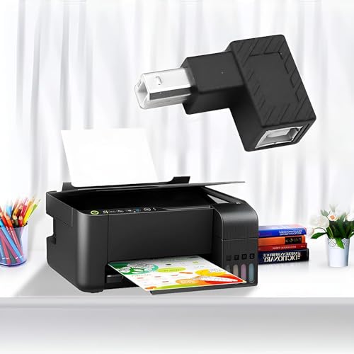 Image of 4-Piece USB 2.0 Type-B Printer Adapter; 90 Degrees USB B Male to Type-B Female; For Printer, Scanner, Mobile HDD & More