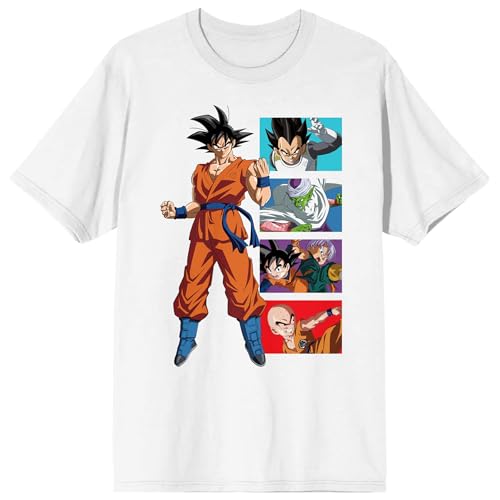 Dragon Ball Super Goku Character Panels Men's White Crew Neck Short Sleeve T-Shirt-XS