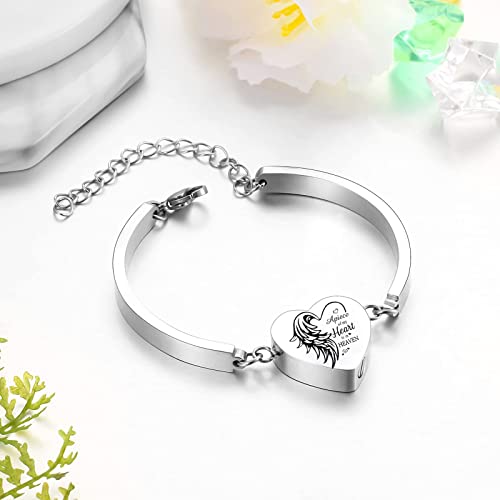 Yinplsmemory Cremation Jewelry Heart Urn Bracelet for Ashes for Women Men Adjustable Urn Cuff Bracelet for Human Pet Ashes Keepsake Memorial Jewelry3