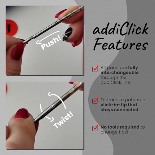 Image of skacel by addi addiClick Interchangeable Knitting Needles Set, Circular Needle Kit with Turbo Plated Brass Tips and Nylon Cords