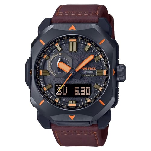 Casio Reloj Analógico-Digital Para Hombre De Cuarzo Japonés Con Correa En Cuero Prw-6900yl-5er