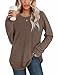 WIHOLL Tops for Teachers Waffle Knit Long Sleeve Tops Plus Size Womens Clothing Early Fall Fashion Thermal Shirts School Outfits Maternity Clothes Coffee XL