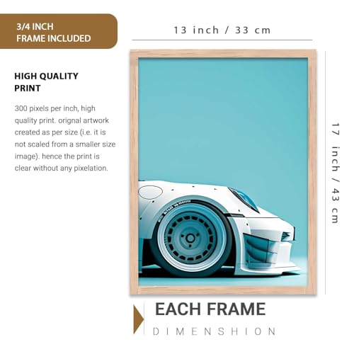 Image of HOTHOUSE Big Porsche Car Framed Posters Gift Items for Boys Room Wall Decoration Bedroom Living Room Office Studio Decor | Car Poster Frame for Wall Decor Set Of 3 Size (13 X 17 inch)