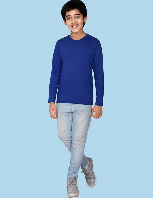 Image of Nusyl Boys Solid Cotton Blend Tshirts - Soft & Comfortable Full-Sleeves T-Shirts | Casual Wear for Kids & Teen Boys | Full Sleeves T-Shirts |- NUBCTSF001-PO2-1