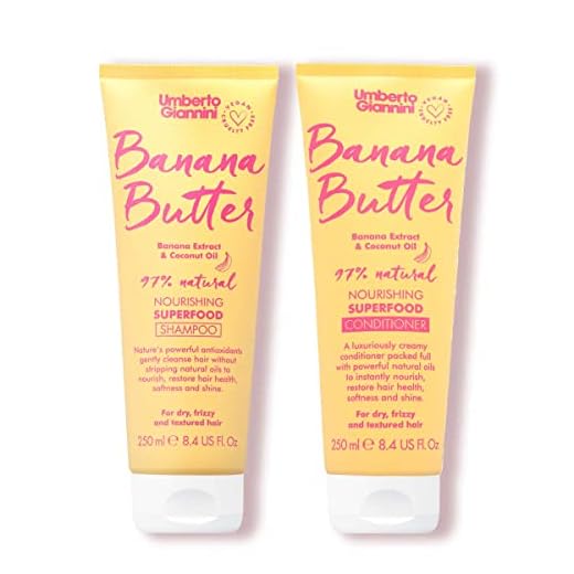 Umberto Giannini Banana Butter Nourishing Superfood Shampoo & Conditioner Set, Vegan & Cruelty Free Moisturising Formula for Dry, Textured or Frizzy Hair