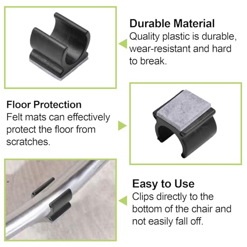 UFURMATE Chair Pads, 30Pcs Plastic Floor Protectors with Felt Pads & Screws - Image 4
