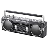 サンワダイレクト Bluetooth搭載 ラジカセ MP3変換 デジタル化 USBメモリ/SDカード MP3プレーヤー ラジオ 乾電池/AC電源 マイク内臓 録音機能付き カセットテープ テープレコーダー ブラック 400-MEDI050BK