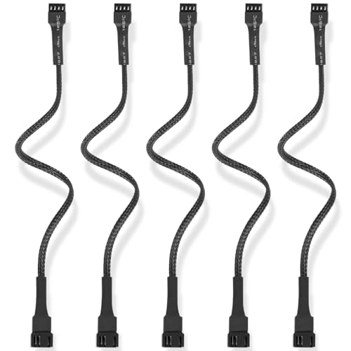 upHere PC Extension Cable - PWM Fan Splitter for Computer ATX Case 4-Pin/3-Pin Cooling Fan (5 Pack)