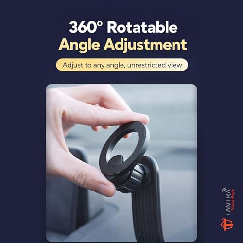Image of TANTRA 360 Rotating Car Phone Holder for Dashboard - Flexible Adjustable Mobile Stand with Memory Spring Clip | Universal Smartphone Mount for iPhone, Samsung & All Mobile Phones