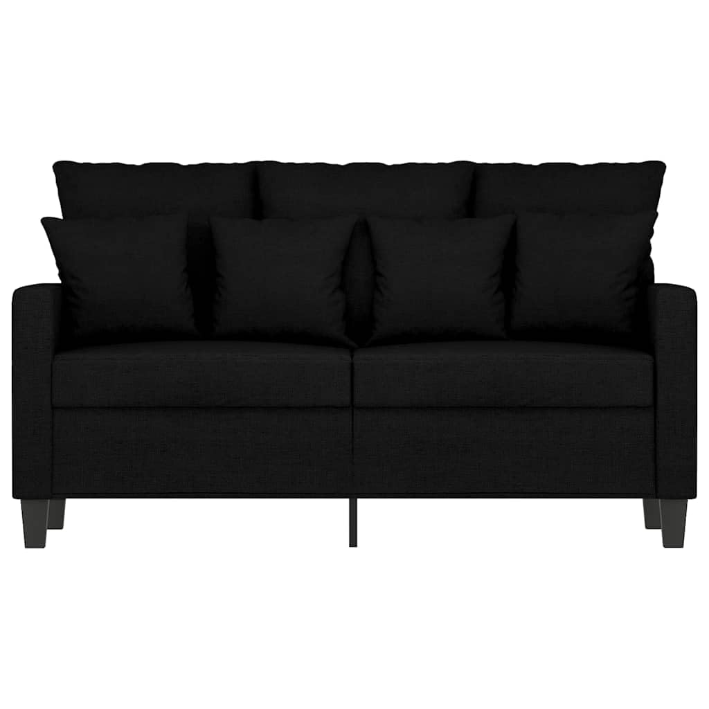 Sofá de 2 plazas de tela negra de 120 cm con reposabrazos y respaldo para salón, habitación de invitados u oficina, cómodo mueble tapizado con espacio de almacenamiento, diseño moderno y