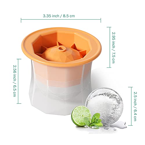 Sphere Ice Molds - Set Of 4 Ice Ball Mold, 2.5 Inches Large Ice Balls Maker, Round Ice Cube Mold, Mold For Large Round Craft Whisky Ice Balls For Bourbon, Scotch,Cocktail Drinks #TOP3