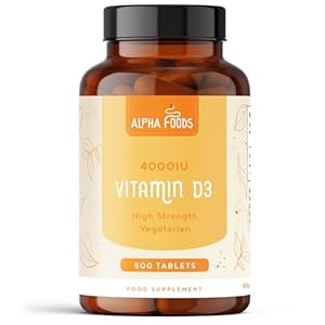 High Strength Vitamin D3 Tablets 4000 IU | 500 Vegetarian Tablets | 16-Month Supply | Immune System & Bone Health Support | Made in The UK by Alpha Foods