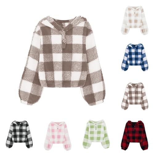 Teen Girls Fuzzy Hoodies Button Casual Loose Pullover Tops Kids Sherpa Long Sleeve Sweater Korean Aesthetic Trendy Clothes2