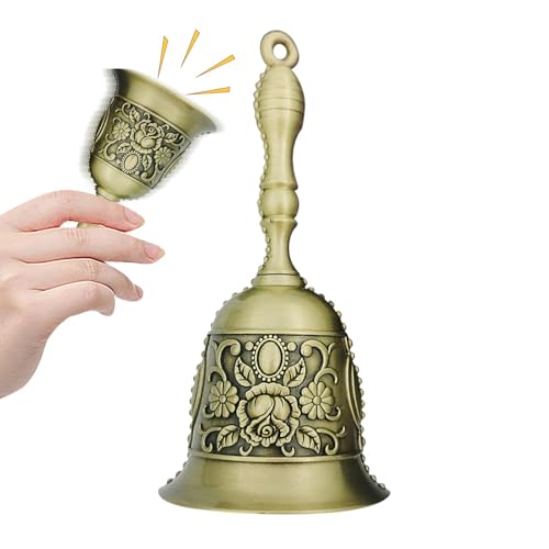 Wezalget Campanas de cena para interior, campana de servicio vintage de metal, campana estética decorativa de mano para escuela, iglesia, bodas, hoteles, cocina