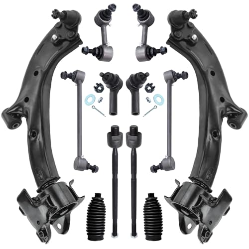 Image of Detroit Axle - 12pc Front End Kit for 2007-2011 Honda CR-V, 2 Lower Control Arms with Ball Joints 4 Inner Outer Tie Rods 2 Boots 4 Front Rear Sway Bars 2008 2009 2010 Replacement