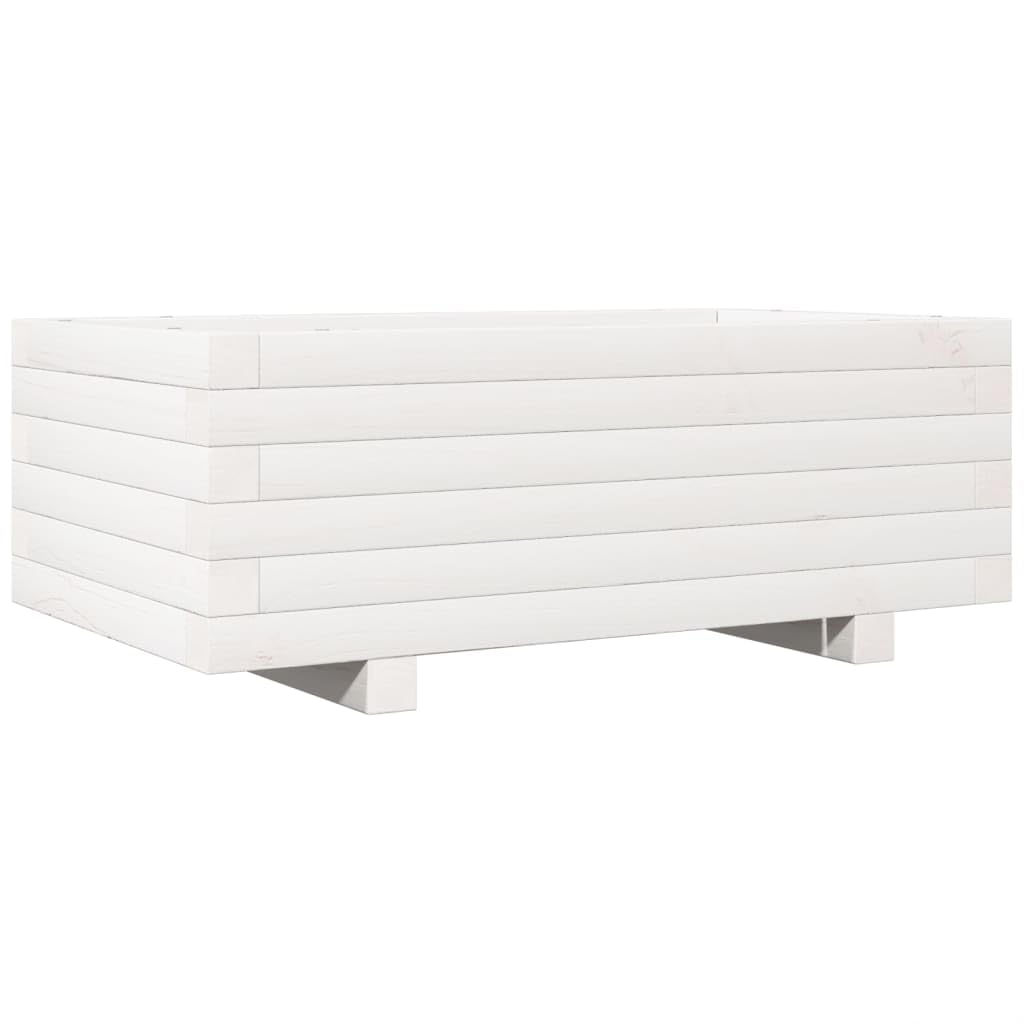 Donica ogrodowa biala 70x40x26,5 cm lite drewno sosnowe duza donica na kwiaty warzywa ziola na taras balkon ogrod