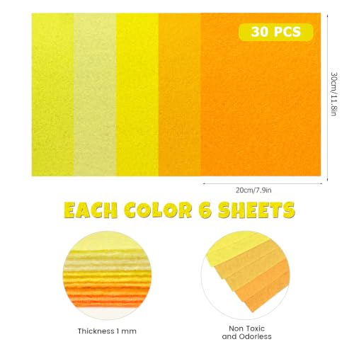 Image of 30Pcs Stiff Felt Sheets, 1mm Thick Felt Fabric Squares for Sewing & DIY
