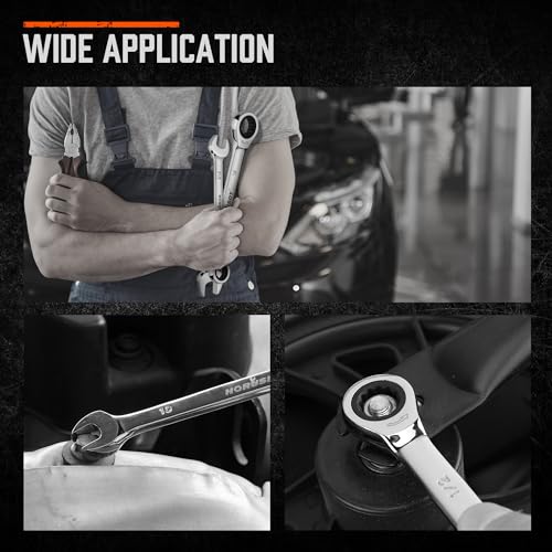 Image of HORUSDY 20-Piece Ratcheting Wrench Set, SAE and Metric, Ratchet Wrench Set, They roll up neatly in an organizer box for storage in