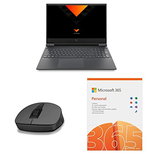 Hp Victus Latest AMD Ryzen 5 5600H Processor 16.1 Inches Gaming Laptop (8Gb Ram/512GbSsd/144 Hz/Geforce GTX 1650/B&O/Backlit Keyboard, Windows 11 Home, /Ms Office),16-E0301Ax, + Mouse + M365 12 months