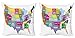 ABAKUHAUS Mapa Set de 2 Fundas para Cojín, EE.UU. Mapa Colorido Unidos, con Estampado en Ambos Lados con Cremallera, 60 cm x 60 cm, Multicolor