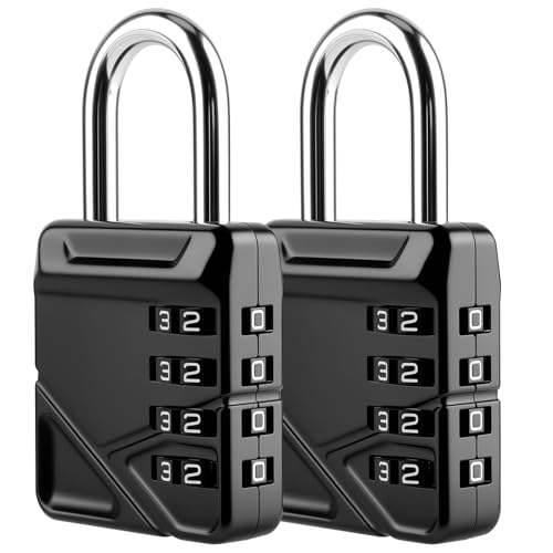 Euqvunn Candado Taquilla con Código de 4 Dígitos, Candado Combinacion Resistente a la Intemperie, Candado Taquilla Gimnasio Refuerzo de Carcasa para Escuela (2 Unidad Negra)