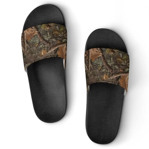 Forest Camouflage PVC Slippers Sandals for Women Men Open Toe Soft Cushioned Non-Slip Sandal for Indoor Outdoor