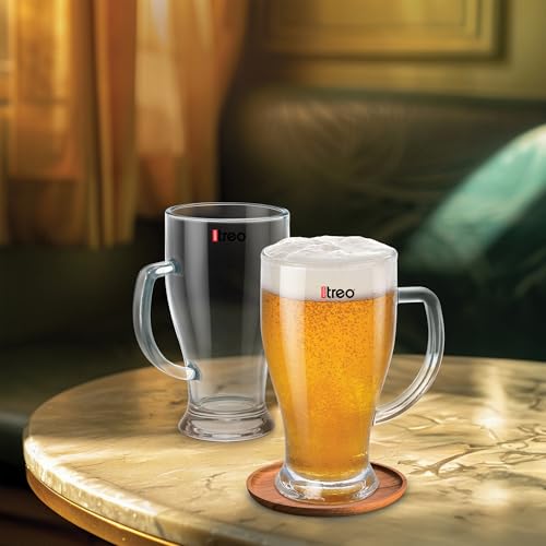Image of Treo By Milton Embassy Beer Mug I Glasses for Beer, Juice, Mocktail | Scratch Resistant & Easy to Clean | Dishwasher Safe Mug | Transparent | Set of 6, 280 ml Each