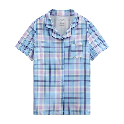 Image of US Angels Girls Pajama Set 3 Piece, Short Sleeve Button Down PJs with Shorts & Pants, Soft Sleepwear Girls & Tweens Size 5-16