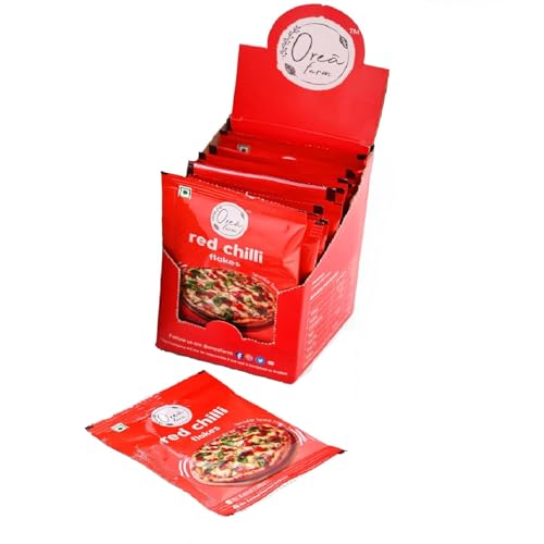 Image of Orea Farm Red Chilli Flakes Sachets 105g - Pack of 15 * 7g - Spicy Seasoning for Meals - Ideal for Cooking and Garnishing - Long Shelf Life - Flavorful Chilli Flakes Sachet Perfect for Home Cooking