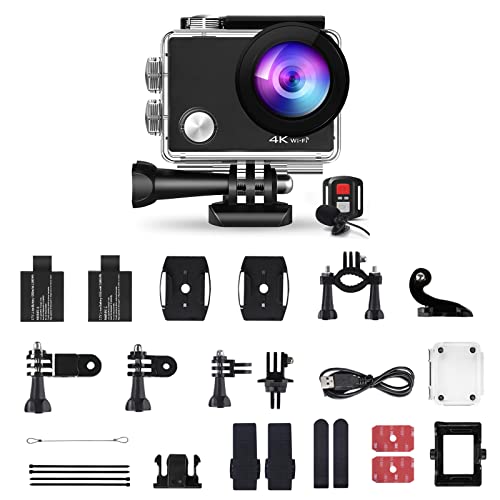 4K Action Cam WiFi, 40M Unterwasserkamera Camcorders, 20MP Foto Sports Helmkamera, mit 2.4G Fernbedienung, Externes… – Bild 8
