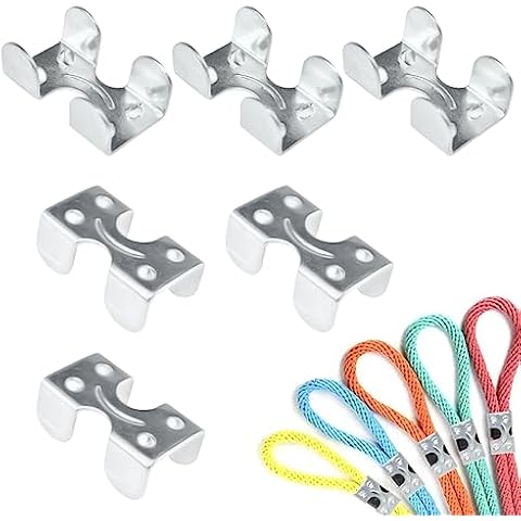 Aifeier ET Heavy Duty Double Rope Loop Clamps 1/4 Inch Zinc Plated Twisted or Braided Rope Metal Loop End Clips (Silver Color, 6 Pack) Cover