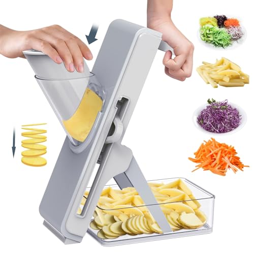 Vegetable Chopper Mandoline Vegetable Slicer - Veggie Onion Potato Salad Food Chopper Manual-Veg Chopper Kitchen Tools & Gadgets (Grey)