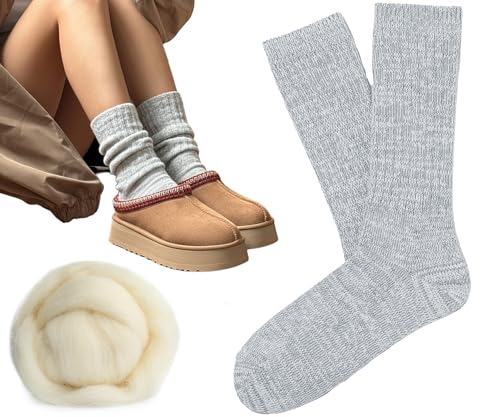 Uggsly Socks Womens Rib Knit Slouchy Fuzzy Scrunch Crew Sock Compatible With Uggs Boots 2025 Fashion Fall Winter Cute Soft Socks