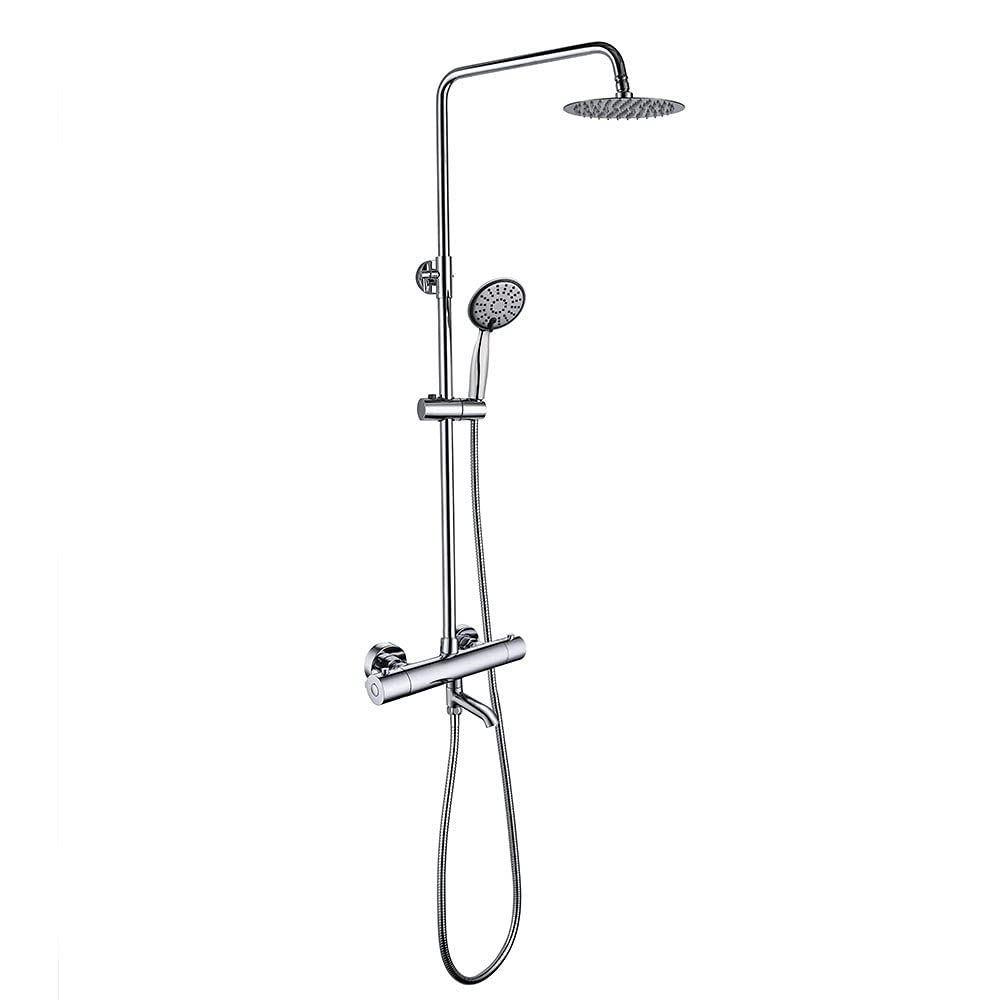 Kibath L445521 - Colonna doccia termostatica Round rubinetto a canna, cromo lucido