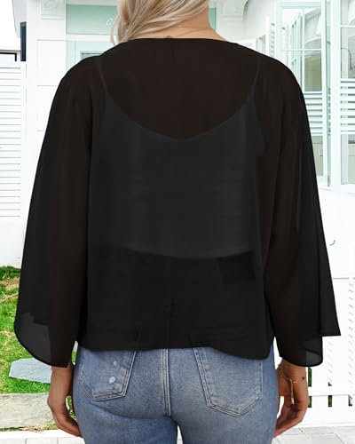 Image of Kimonos for Women Summer Cardigan Chiffon Floral Cover up Loose Casual Top Blouse