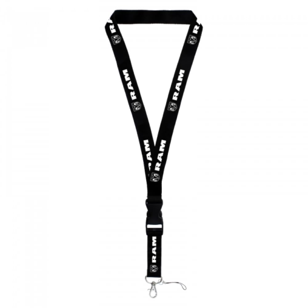 Au-TOMOTIVE GOLD Official Licensed for Dodge RAM White Word Black Universal Lanyard Neck Strap Key Chain