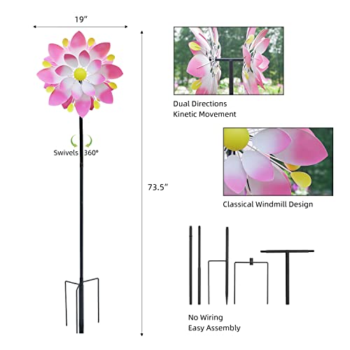 Garden Lotus Wind Spinners For Yard And Garden, Outdoor Metal Wind Spinners, Magic Metal Kinetic Sculptures & Statues Windmills, Lawn Art Wind Spinner, 73.5In #TOP2