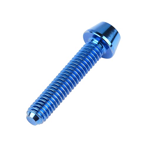 Image of Titanium Ti DIN912 M4 8 10 12 15 20mm Tapered Head Hex Bolts Bicycle Screws Pack of 6 (Blue, M4x20mm)