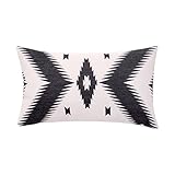 BreezyLife Aztec Lumbar Pillow Cover Ethnic Throw Pillow Covers with Soft Linen Burlap 12x20 Inches Rectangle Cushion Cases for Home Deco
