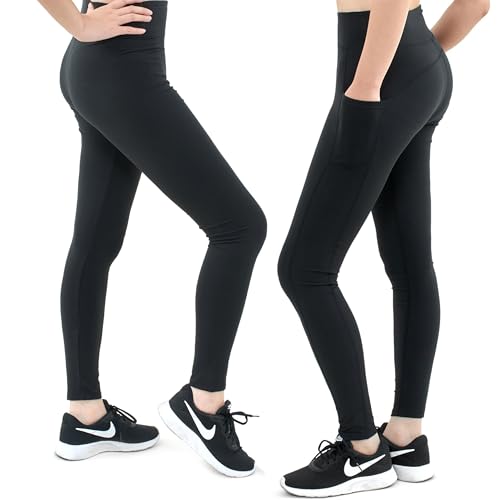 satina high waisted leggings for women - capri and full length yoga pants - buttery soft workout leggings with tummy control, black - available in long length and plus size tights - pack of 2