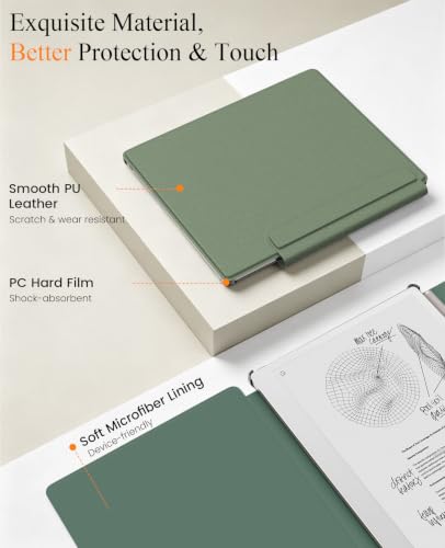 Image of MoKo Case for Remarkable Paper Pure 10.3 inch 2026 with Pen Holder, Celadon | Slim protective hard shell folio cover with secure pen holder, Auto Wake & Sleep