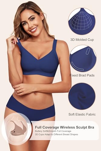 Image of HORISUN Wireless Bras for Women Soft Comfortable No Underwire T Shirt Bra Seamless Full Coverage Bras with Support