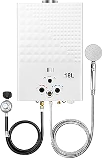 Tankless Water Heater 4.74GPM 18L Outdoor Portable GasHot Water Heater Instant Propane Water Heater with Digital Display Multi-Protection for Camping Trips Boat Cabins
