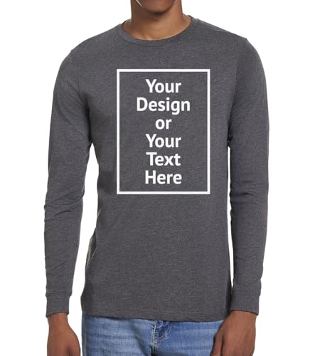 SupaSoft Apparel Personalized Long Sleeve Tshirt for Men Adult Custom Shirts Add Your Text Photo Premium Crewneck Tee