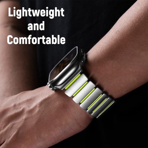 Image of Magnetic Titanium Band Compatible with Apple Watch Ultra 3 /2 /1 Band 49mm Series 11 10 46mm 45mm 44mm 42mm SE 3 /2 /1 9 8 7 6 5 4,Luxury Silicone Dual-Layer Link For iwatch Men Women