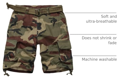 Camo Cargo Shorts for Men's Outdoor Work Relaxed Casual Shorts Hiking Tactical Cotton Shorts Knee Length with 6 Pockets NO Belt Size 38 by CARPANT - Used condition - Image 3