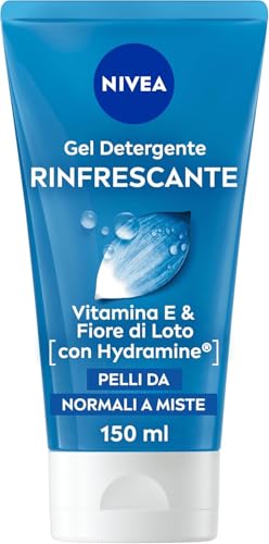 NIVEA Gel Detergente Viso Rinfrescante 2 x 150ml, Detergente viso con acqua purificata e fiore di loto, Detergente viso pelle sensibile che rispetta la naturale idratazione della pelle