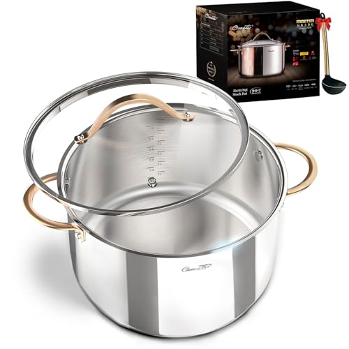 Comparison: Best Stainless Steel Stock Pot 9 Ciwete 8 Quart Stock Pot, 3 Ply Whole Clad Stainless Steel Stock Pot, 8 QT Cooking Pot with Lid, Induction Pot for Cooking, 18/10 Stainless Steel Cookware Stockpots Oven, Gas and Dishwasher Safe